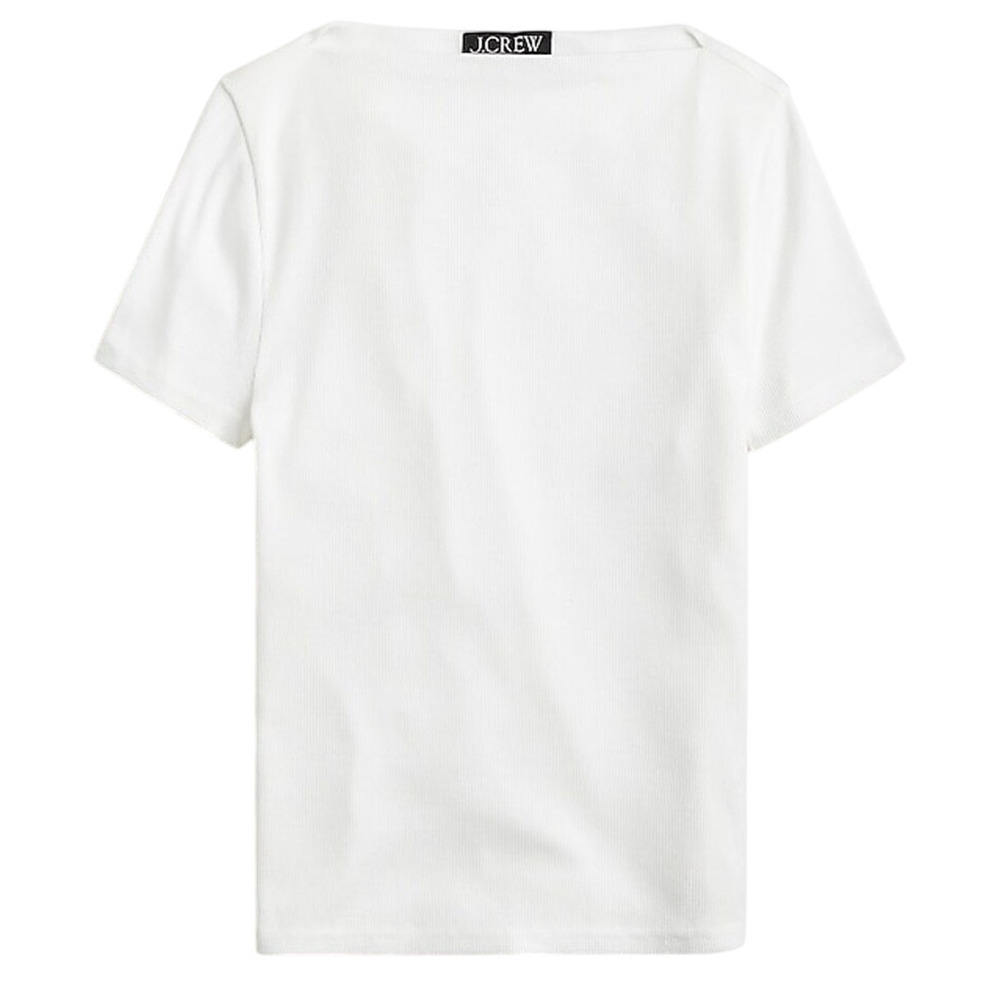 NWT J.Crew White Boatneck Ribbed Tee XXS Cotton Modal Stretch Knit